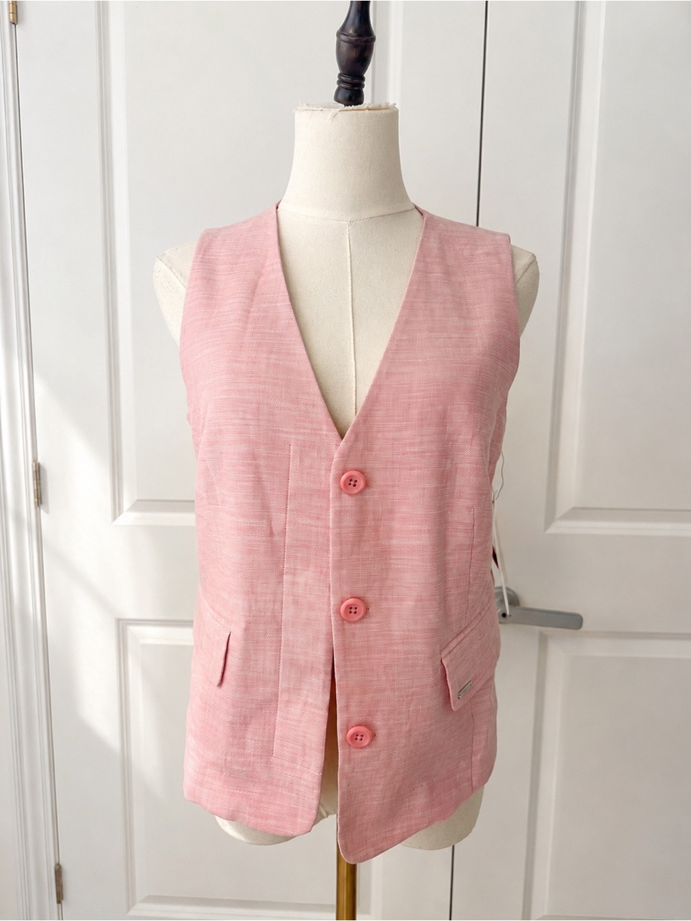 Calvin Klein Blush Pink Linen-Blend Tailored Vest – NWT